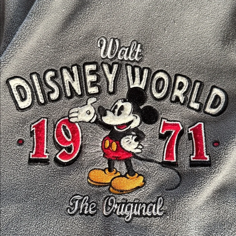 Disney World Kids Gray Fleece Zip Jacket Mickey “1971 The Original” Size S